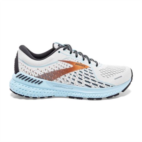 BROOKS womens adrenaline gts 21 running shoes - d/wide width in white/alloy/light blue