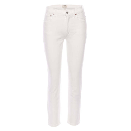 AGOLDE willow mid rise slim crop jeans in sour cream