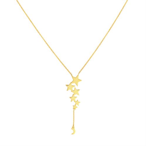 SSELECTS 14k solid yellow gold celestial drop necklace