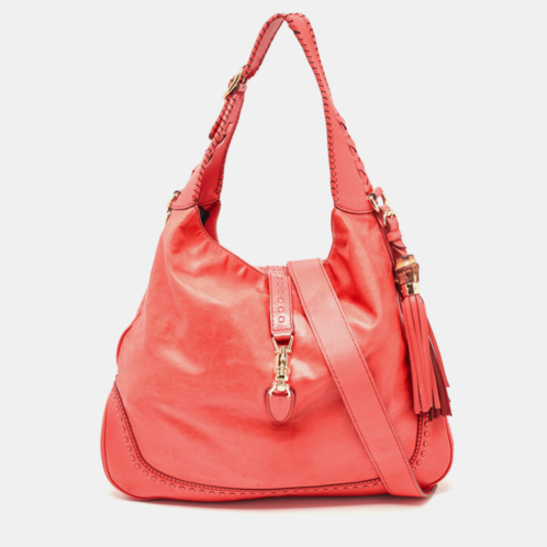 Gucci coral leather large new jackie hobo