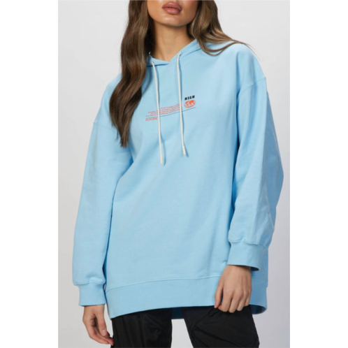 MSGM graphic-print drawstring hoodie in light blue