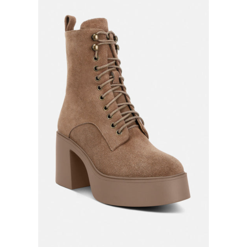 Rag & Co carmac high ankle platform boots in tan