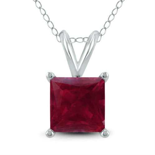 SSELECTS 14k 5mm square ruby pendant