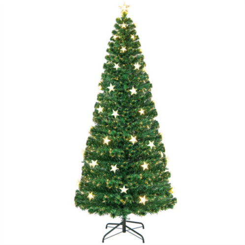Hivvago prelit fiber optic christmas tree with warm white lights-7 ft