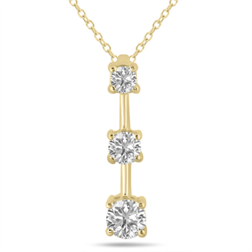 SSELECTS 1 ctw three stone lab grown diamond bar pendant in 10k