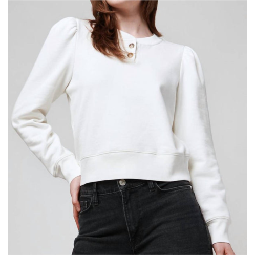 FRAME femme henley sweatshirt in white