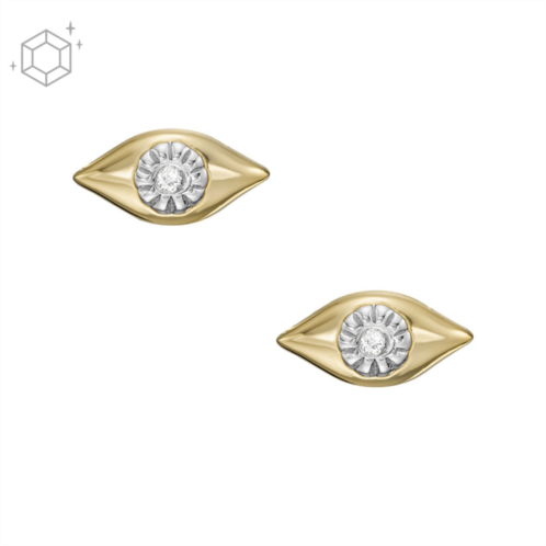 Fossil womens evil eye 14k gold-plated clear laboratory grown diamond stud earrings