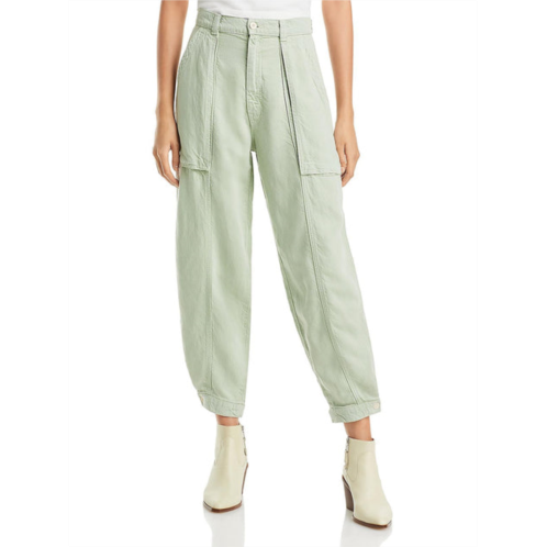 Mother womens linen blend high rise ankle pants