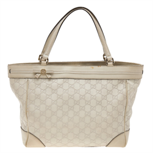 Gucci light beige ssima leather medium mayfair bow tote
