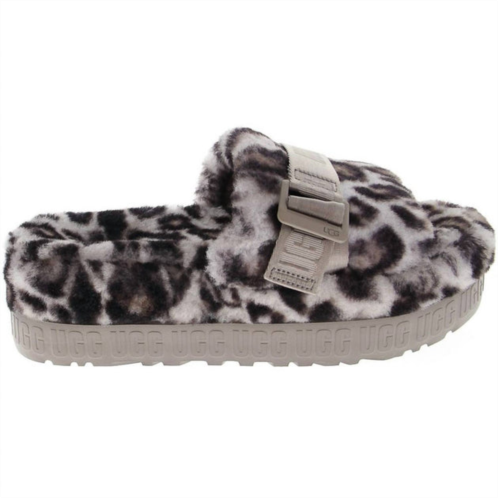 UGG womens fluffita panther print slippers in stormy grey/leopard