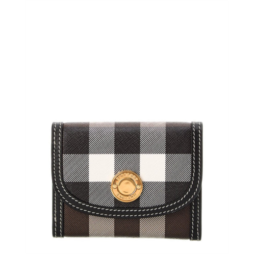 Burberry check print e-canvas & leather wallet
