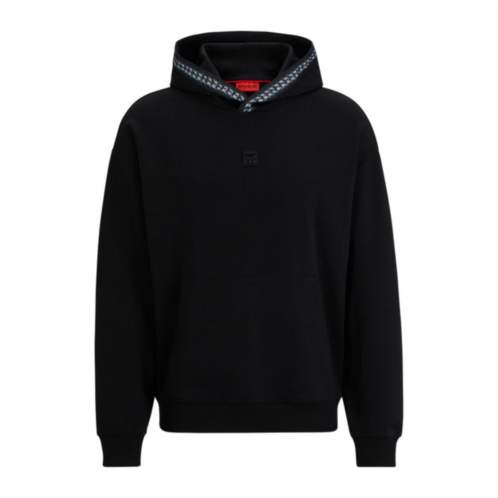 HUGO relaxed-fit stretch-cotton hoodie with chain-detail tape
