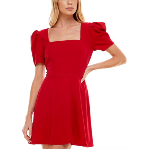 Speechless womens square neck puff sleeves fit & flare dress