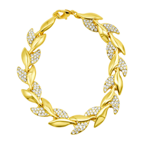 Adornia 14k gold plated crystal leaf bracelet