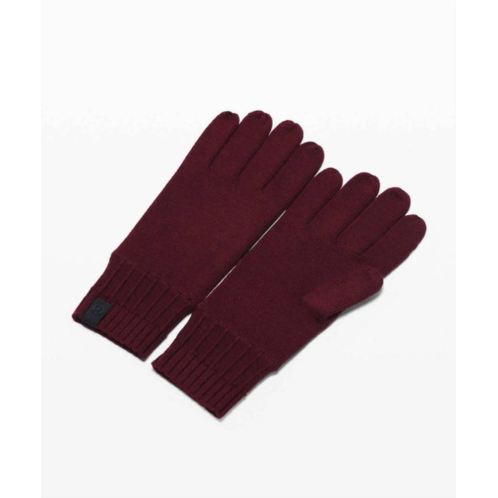 Lululemon womens tech & toasty knit gloves in garnet