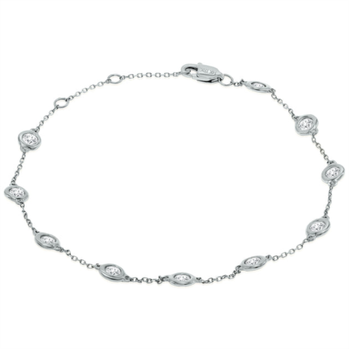 SSELECTS 1 carat tw bezel set genuine diamond station bracelet in 14k