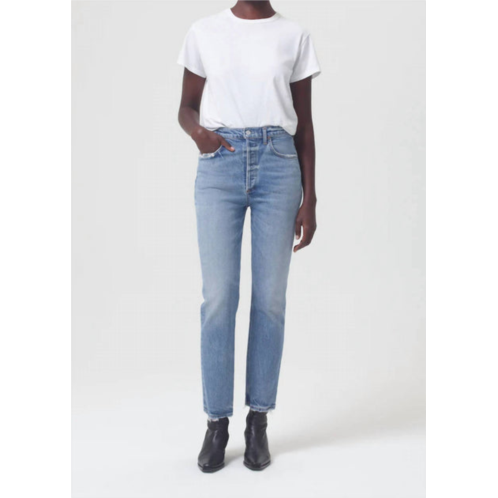 AGOLDE riley high rise crop straight jean in cove