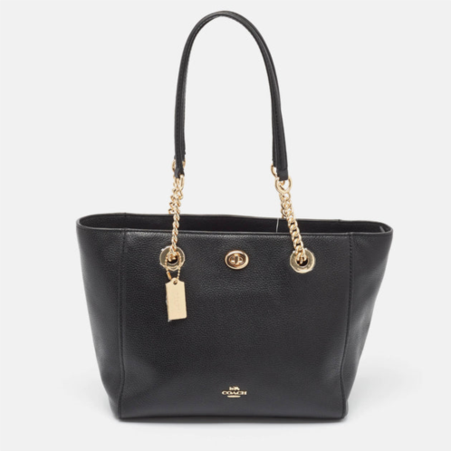 Coach leather turnlock chain tote