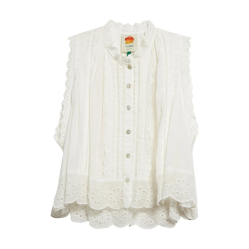 Farm Rio womens off-white sleeveless blouse