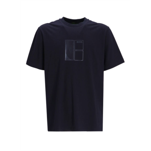 Hugo Boss mens tee 5 front and back tonal graphic short sleeve t-shirt, black