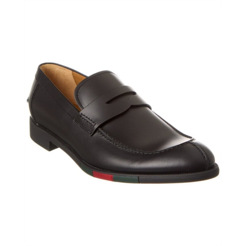 Gucci web leather loafer