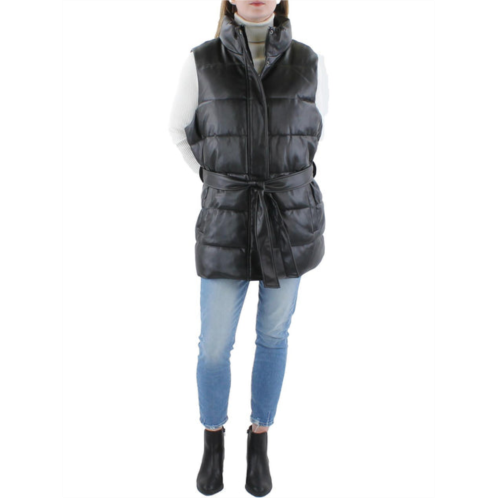 Levi womens faux leather belted vest