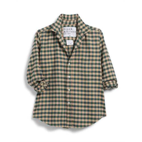 Frank & Eileen womens barry tailored button-up shirt in camel and green check