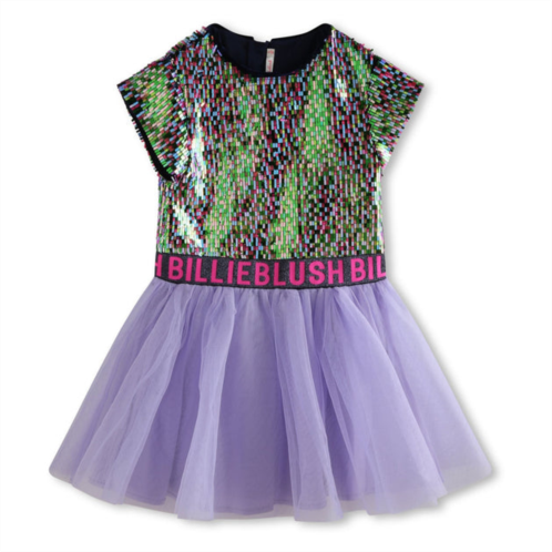 Billieblush multicolored sequin logo dress