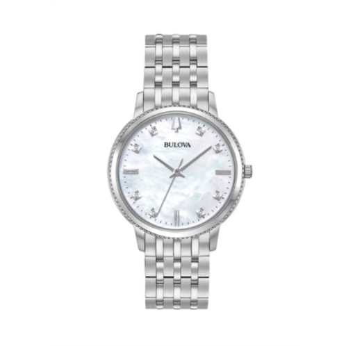Bulova womens 41mm silver tone quartz watch 96p207