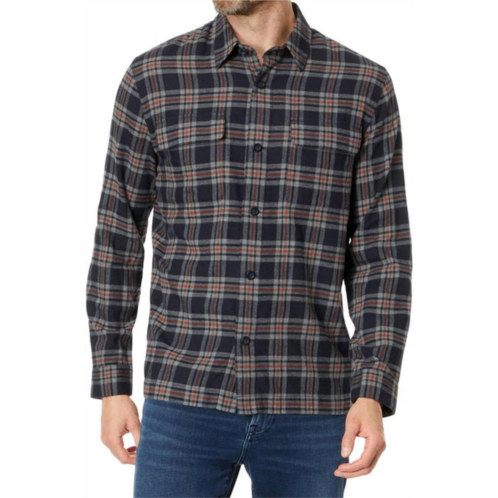 Vince kingston plaid long sleeve flannel button down in coastal/brickman red
