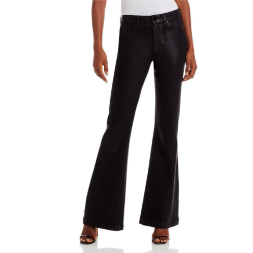 Paige genevieve womens mid-rise coated flare jeans