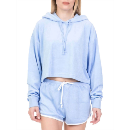 Juicy Couture beach micro terry hooded pullover in blue