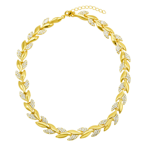 Adornia 14k gold plated crystal leaf necklace
