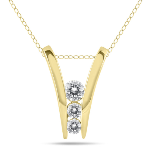 SSELECTS 1/2 carat tw diamond three stone pendant in 10k