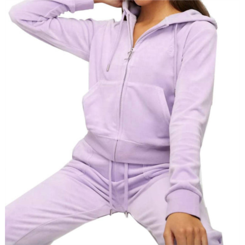 Juicy Couture womens orchid petal velour hoodie sweatshirt with jeweled back in purple