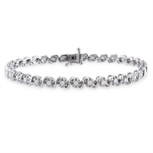 Mimi & Max 1ct tw diamond s-shape bracelet in sterling silver