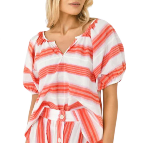 Never a Wallflower v-neck top blouse in pink and orange stripe