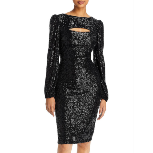 Aqua womens sequined cut-out cocktail and party dress