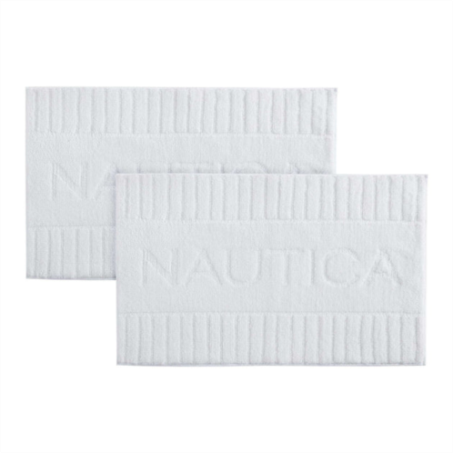 Nautica logo white bath rug set