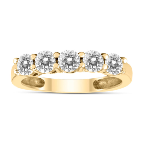 Monary 1 carat tw five stone diamond wedding band in 14k yellow gold