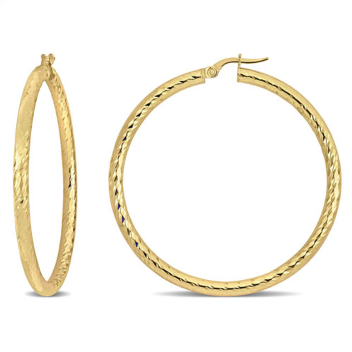 Mimi & Max 47mm textured hoop earrings in 14k yellow gold