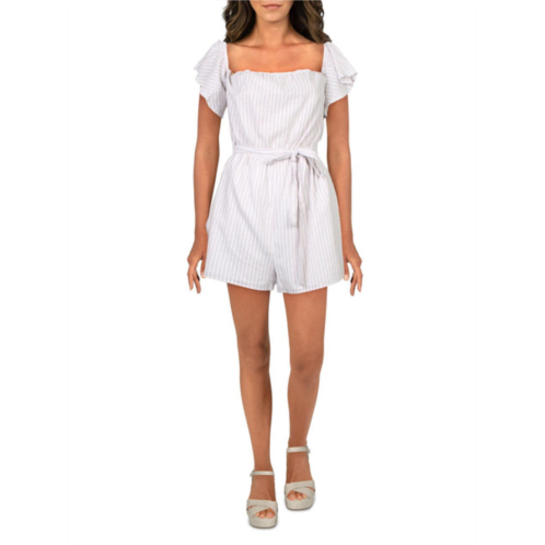 After Market womens striped tie front romper