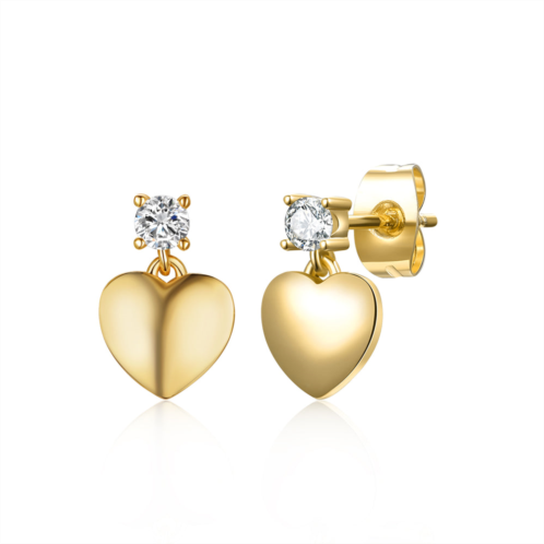 Rachel Glauber ra 14k yellow gold plated rubycubic zirconia heart dangle earrings