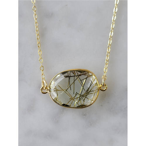 A Blonde and Her Bag mrs. parker necklace in gold rutilated quartz