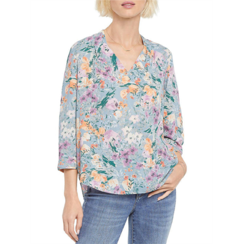 NYDJ womens v-neck 3/4 sleeve blouse