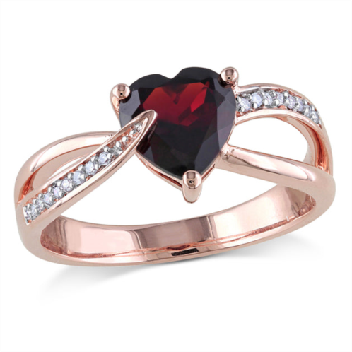 Mimi & Max heart shaped garnet ring with diamonds in 10k rose gold