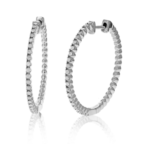 Vir Jewels 1/2 cttw diamond hoop earrings .925 sterling silver classic 44 stones 1.25 inch