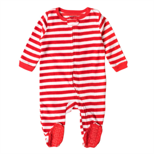 Leveret christmas kids footed fleece pajamas striped
