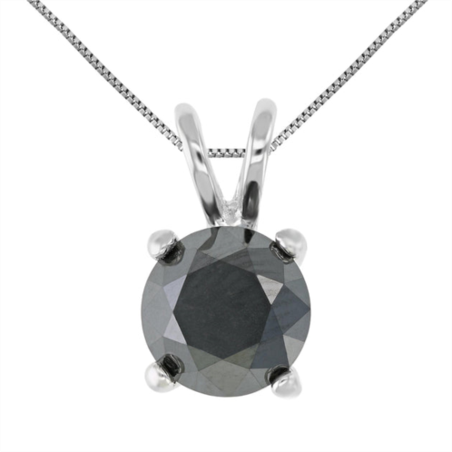 Vir Jewels 2.50 cttw black diamond solitaire pendant .925 sterling silver round with chain