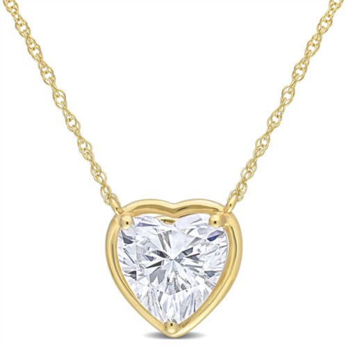 Mimi & Max 2 ct dew created moissanite heart pendant with chain in 10k yellow gold